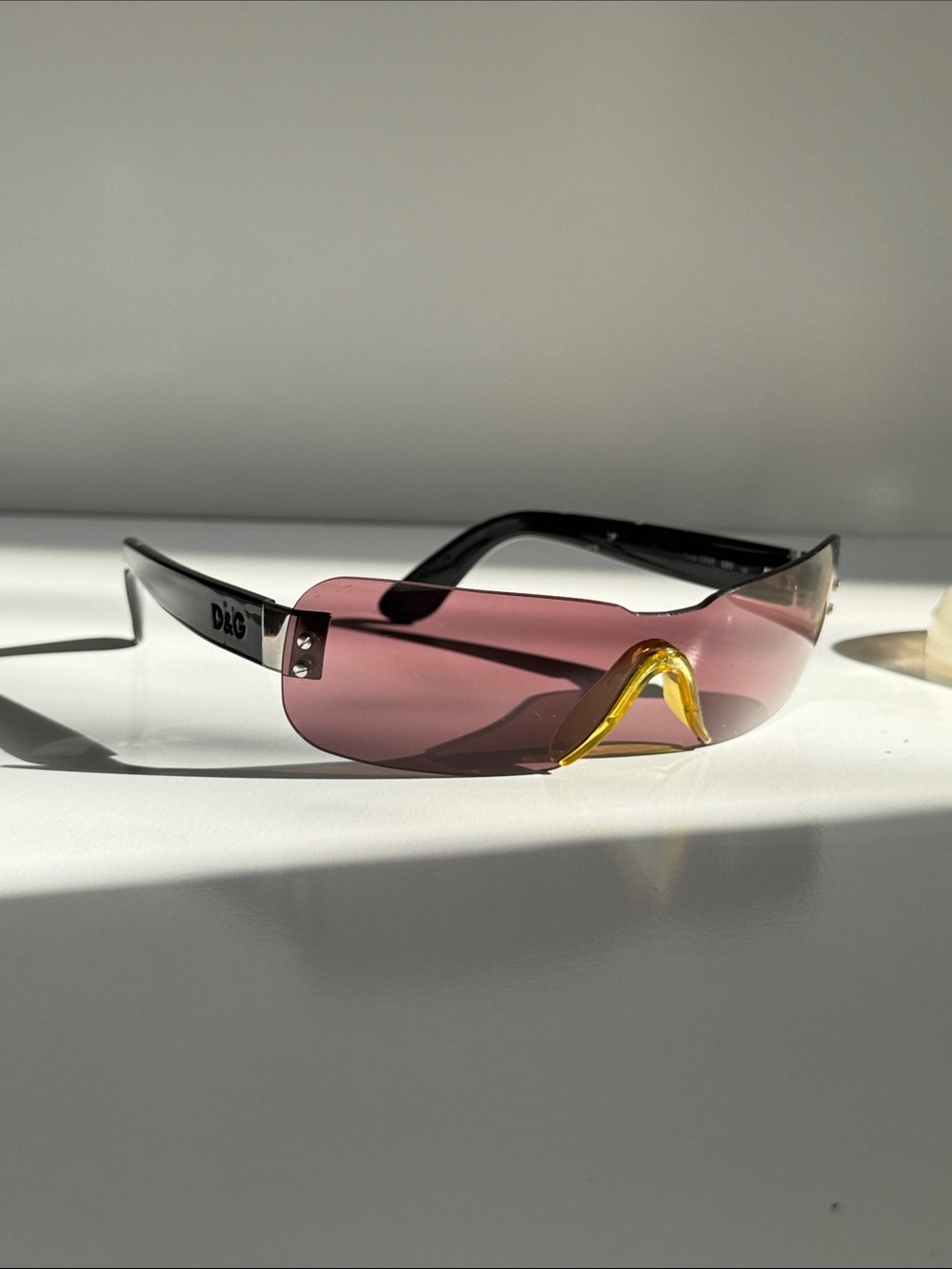 D&G Dolce & Gabbana Y2K Rimless Shield Sunglasses DD2059/S Mauve RARE